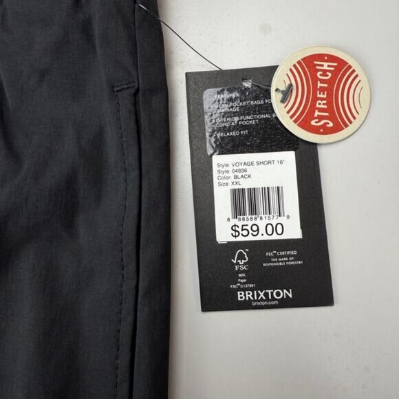 Brixton Voyage Black Men's Short Size XXL - Picture 4 of 7